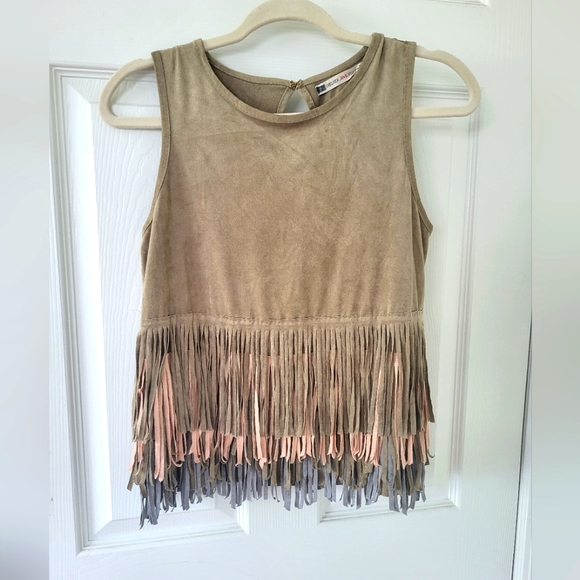 Chelsea & Violet Tops - Vegan Suede Fringe Blouse